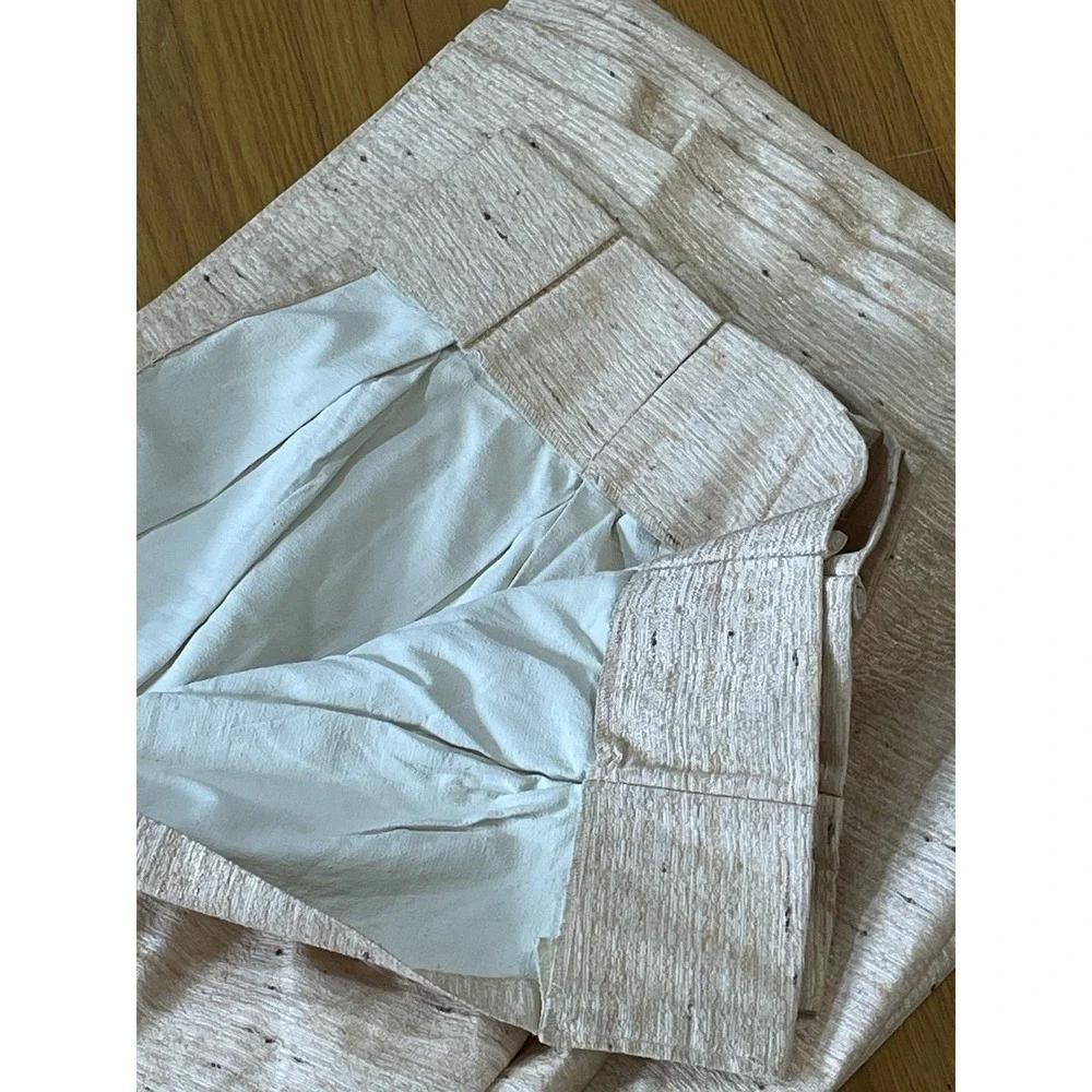 Vintage Tan Tweed Drapes 2 Curtain Panels‎ Pinch Pleat MCM 22 X 83 ea